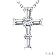 ASHI Cross Petite Diamond Fashion Pendant 960D8PPTGPDWG