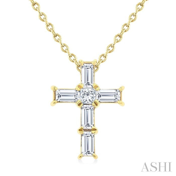 ASHI Cross Petite Diamond Fashion Pendant 960D8PPTGPDYG