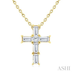 ASHI Cross Petite Diamond Fashion Pendant 960D8PPTGPDYG