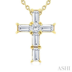 ASHI Cross Petite Diamond Fashion Pendant 960D8PPTGPDYG