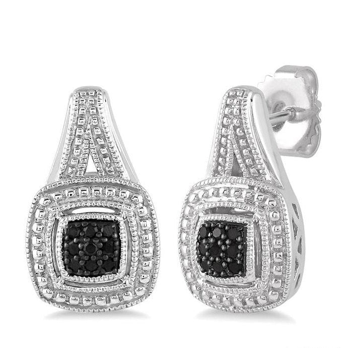 Parkplace Jewelers Silver Cushion Shape Black Diamond Fashion Earrings 87208PPSKSLER