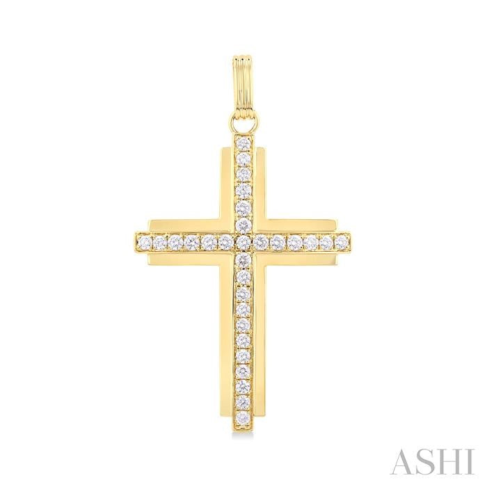 ASHI Cross Diamond Fashion Pendant 961C0PPFGPDYG-2.00
