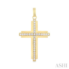 ASHI Cross Diamond Fashion Pendant 961C0PPFGPDYG-2.00