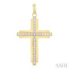 ASHI Cross Diamond Fashion Pendant 961C0PPFGPDYG-2.00