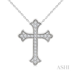 ASHI Cross Petite Diamond Fashion Pendant 961D7PPTGPDWG