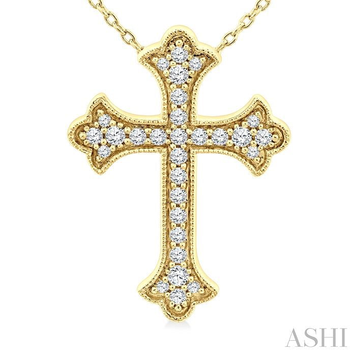 ASHI Cross Petite Diamond Fashion Pendant 961D7PPTGPDYG