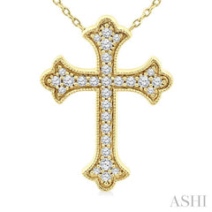 ASHI Cross Petite Diamond Fashion Pendant 961D7PPTGPDYG
