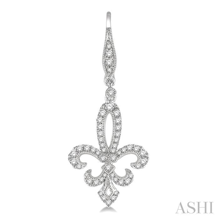ASHI Fleur De Lis Diamond Earrings 96202PPFVERWG