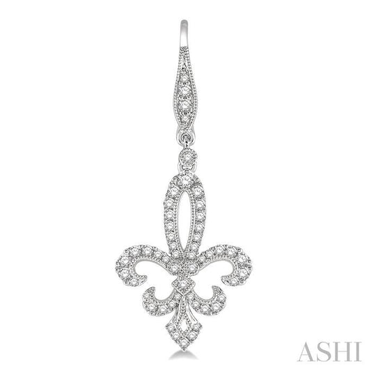 ASHI Fleur De Lis Diamond Earrings 96202PPFVERWG