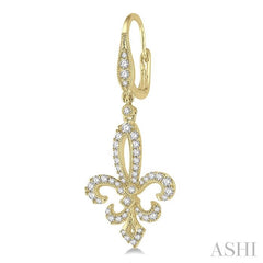 ASHI Fleur De Lis Diamond Earrings 96202PPFVERYG
