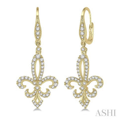 ASHI Fleur De Lis Diamond Earrings 96202PPFVERYG