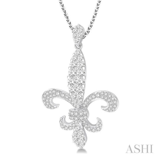 ASHI Fleur De Lis Diamond Pendant 96210PPFVPDWG-1.75