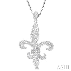 ASHI Fleur De Lis Diamond Pendant 96210PPFVPDWG-1.75