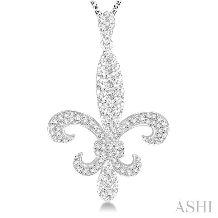 ASHI Fleur De Lis Diamond Pendant 96210PPFVPDWG-1.75