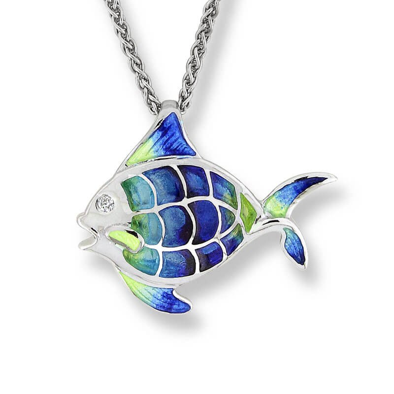 Ocean City Collection Sterling silver enamel angel fish necklace NN0168