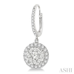 ASHI Round Shape Halo Lovebright Essential Diamond Earrings 96291PPFGERWG