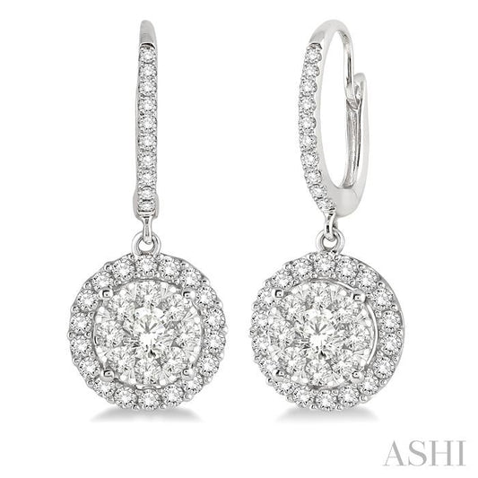 ASHI Round Shape Halo Lovebright Essential Diamond Earrings 96291PPFGERWG