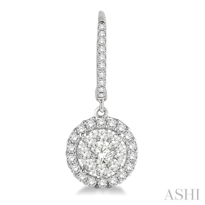ASHI Round Shape Halo Lovebright Essential Diamond Earrings 96291PPFGERWG