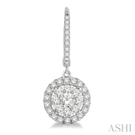 ASHI Round Shape Halo Lovebright Essential Diamond Earrings 96291PPFGERWG