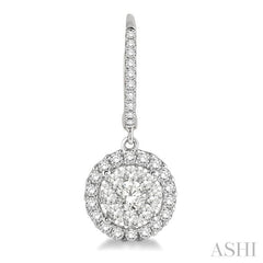ASHI Round Shape Halo Lovebright Essential Diamond Earrings 96291PPFGERWG