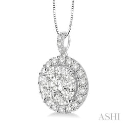 ASHI Round Shape Halo Lovebright Essential Diamond Pendant 96291PPFGPDWG