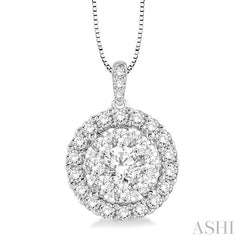 ASHI Round Shape Halo Lovebright Essential Diamond Pendant 96291PPFGPDWG