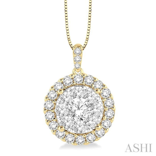 ASHI Round Shape Halo Lovebright Essential Diamond Pendant 96291PPFVPDYW