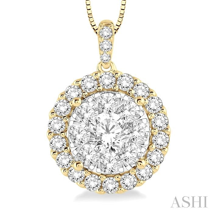 ASHI Round Shape Halo Lovebright Essential Diamond Pendant 96291PPFVPDYW
