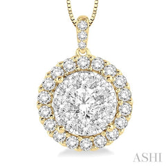 ASHI Round Shape Halo Lovebright Essential Diamond Pendant 96291PPFVPDYW