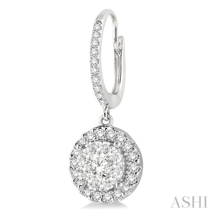 ASHI Round Shape Halo Lovebright Essential Diamond Earrings 96293PPFGERWG