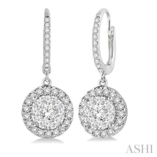 ASHI Round Shape Halo Lovebright Essential Diamond Earrings 96293PPFGERWG