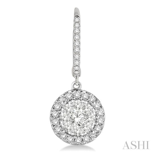 ASHI Round Shape Halo Lovebright Essential Diamond Earrings 96293PPFGERWG