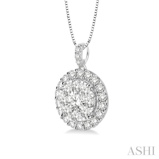 ASHI Round Shape Halo Lovebright Essential Diamond Pendant 96293PPFGPDWG