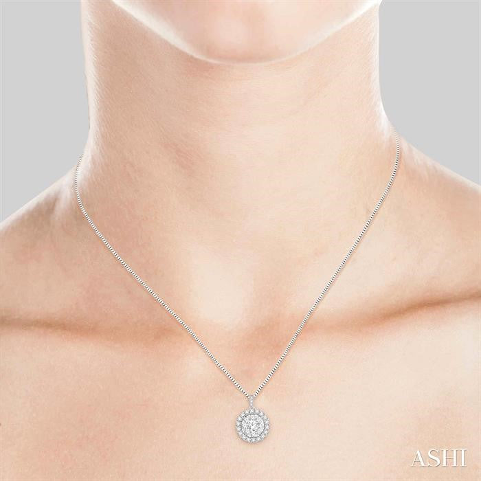 ASHI Round Shape Halo Lovebright Essential Diamond Pendant 96293PPFVPDWG