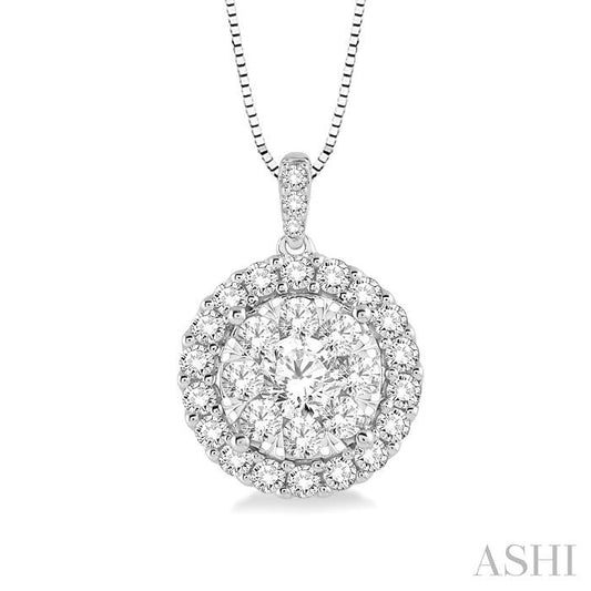 ASHI Round Shape Halo Lovebright Essential Diamond Pendant 96293PPFVPDWG