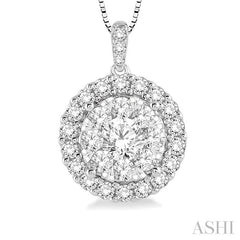 ASHI Round Shape Halo Lovebright Essential Diamond Pendant 96293PPFVPDWG