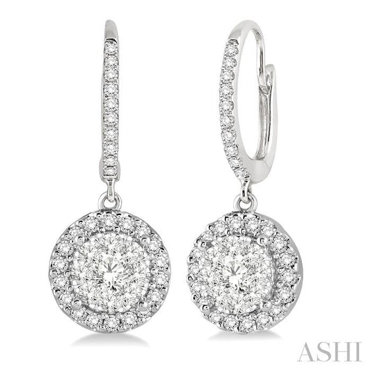 ASHI Round Shape Halo Lovebright Essential Diamond Earrings 96294PPFGERWG