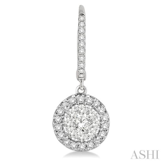 ASHI Round Shape Halo Lovebright Essential Diamond Earrings 96294PPFGERWG