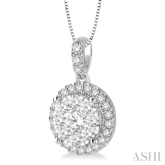 ASHI Round Shape Halo Lovebright Essential Diamond Pendant 96295PPFGPDWG
