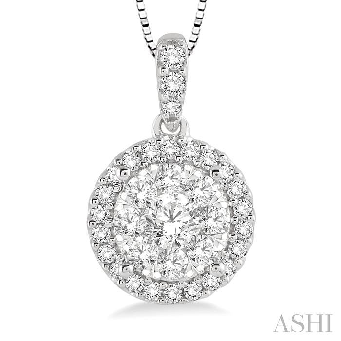 ASHI Round Shape Halo Lovebright Essential Diamond Pendant 96295PPFGPDWG