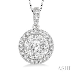 ASHI Round Shape Halo Lovebright Essential Diamond Pendant 96295PPFGPDWG