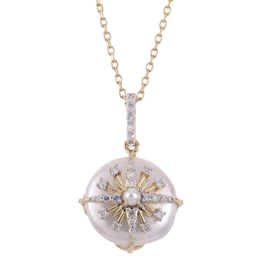 Parkplace Pearls 14KT Yellow Gold Freshwater Coin Pearl Necklace 963071