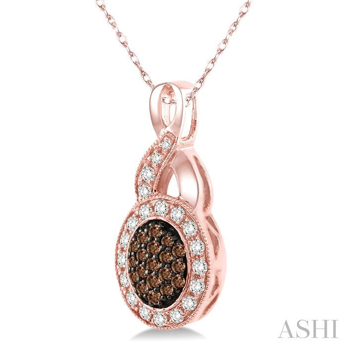 ASHI Oval Shape Champagne Halo Diamond Pendant 96365PPTSPDPG