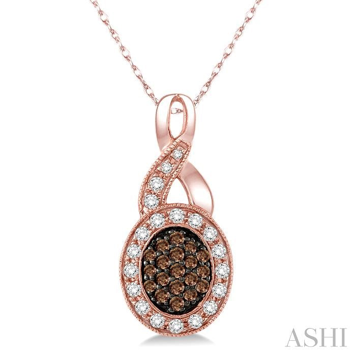ASHI Oval Shape Champagne Halo Diamond Pendant 96365PPTSPDPG