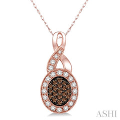 ASHI Oval Shape Champagne Halo Diamond Pendant 96365PPTSPDPG