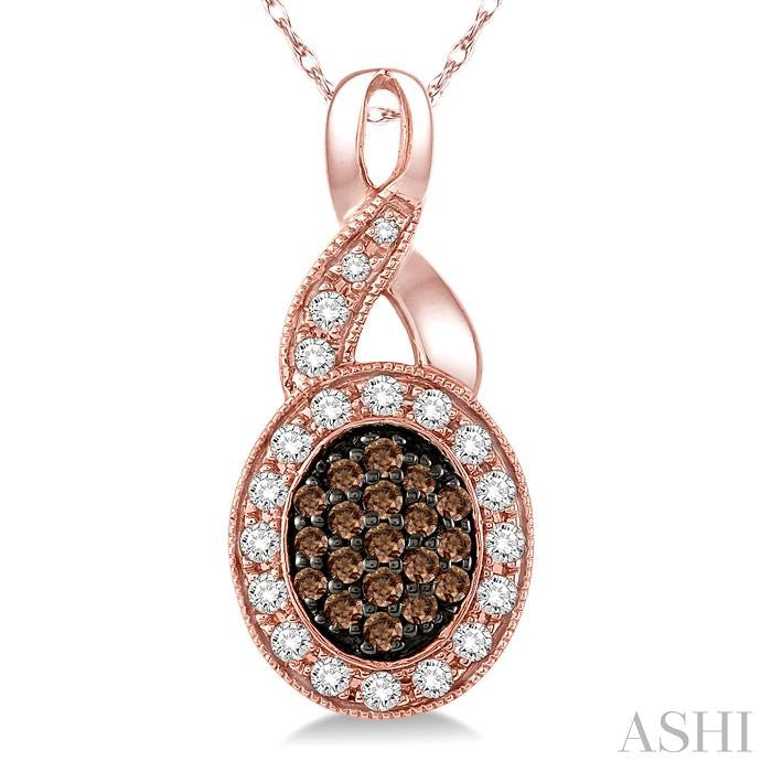 ASHI Oval Shape Champagne Halo Diamond Pendant 96365PPTSPDPG