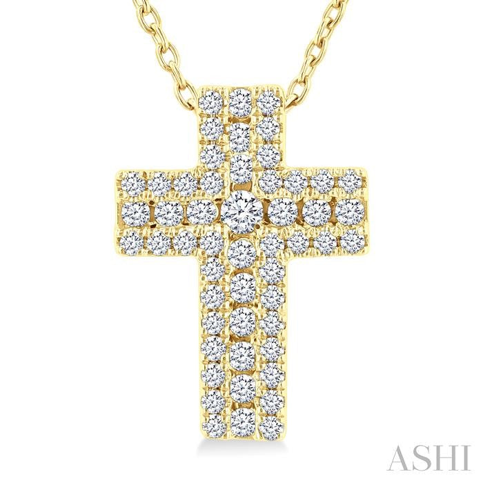 ASHI Cross Diamond Fashion Pendant 963B6PPFGPDYG