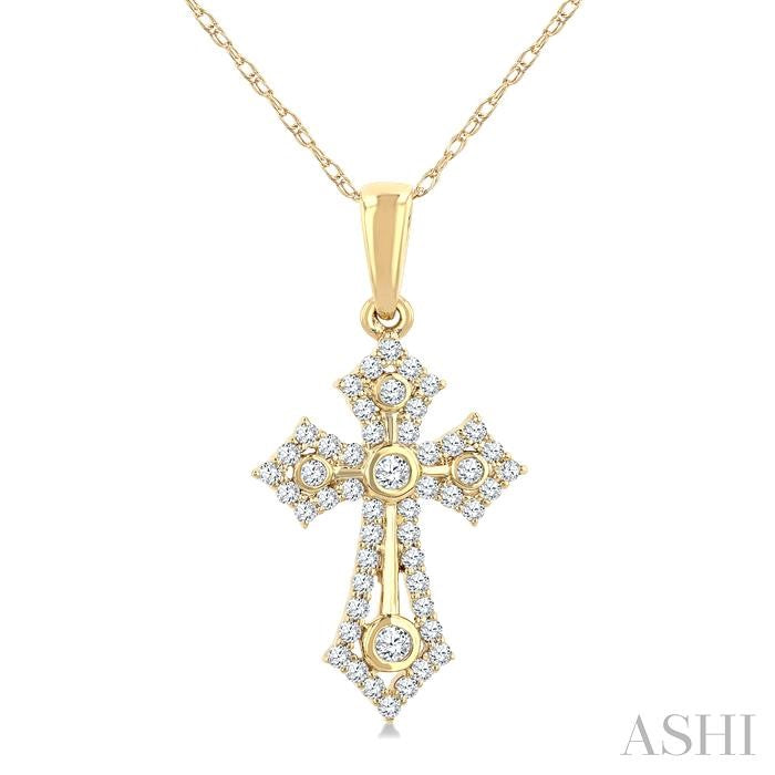 ASHI Cross Diamond Fashion Pendant 963C6PPTGPDYG