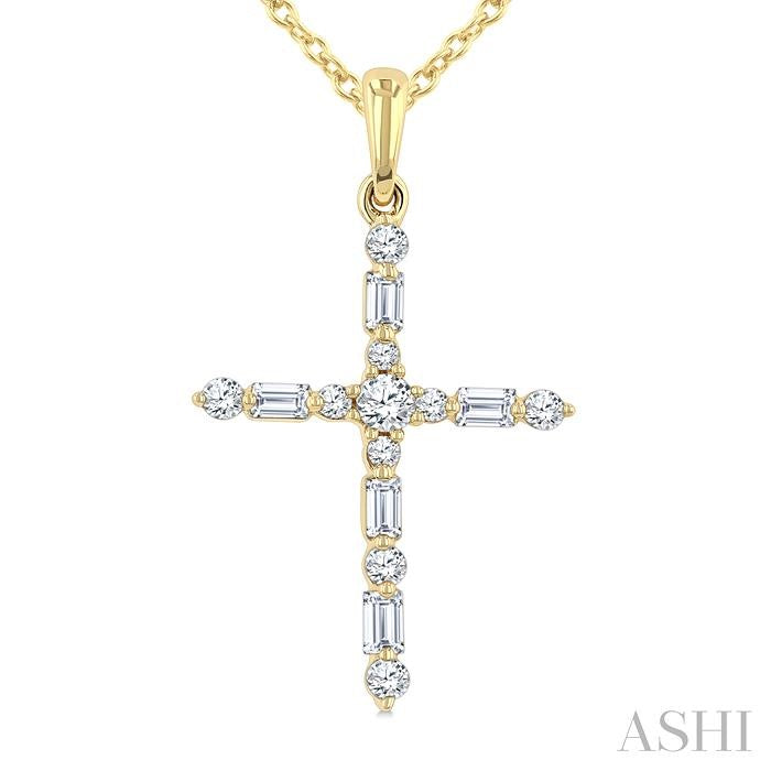 ASHI Cross Baguette Diamond Fashion Pendant 963D7PPTGPDYG