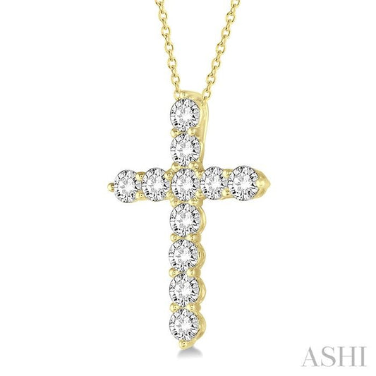 ASHI Cross Diamond Fashion Pendant 96450PPFHPDYG-1.50